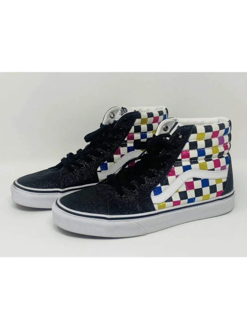 Vans Hi-Tops Checkered Glitter 8.5 Men’s 10 Women’s Skateboard Sneakers Shoes